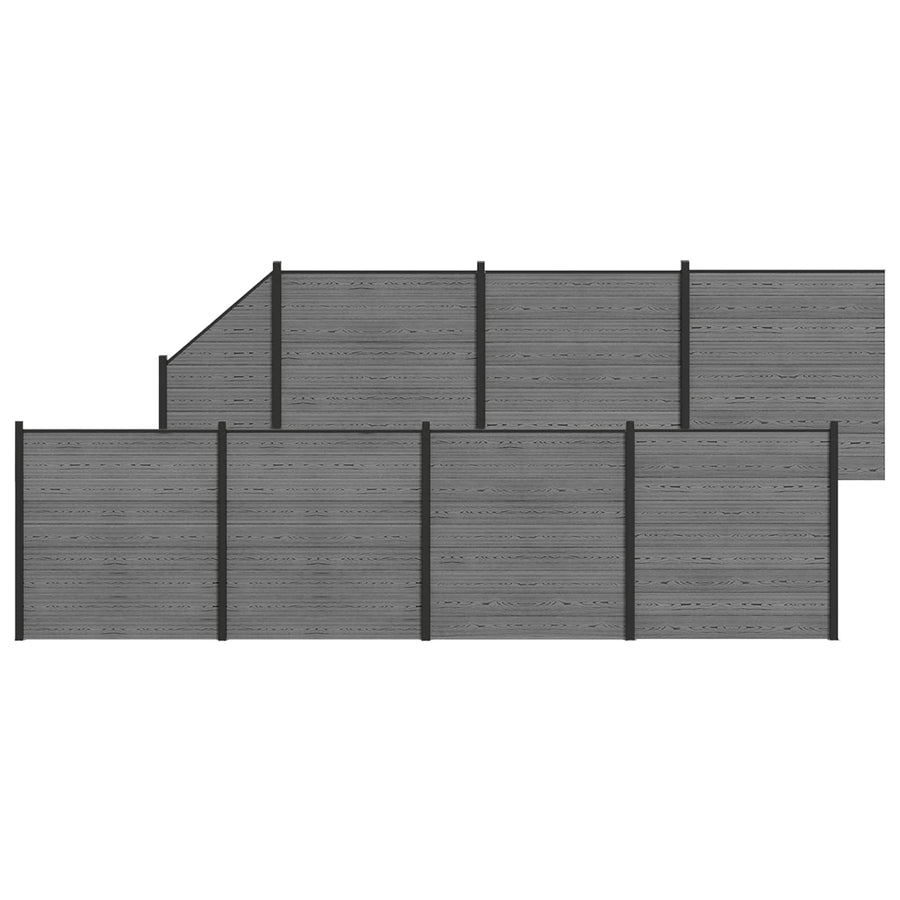 Hek set 1311 x 186 cm WPC en Aluminium Grijs