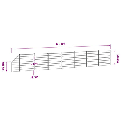 Hek set 1311 x 186 cm WPC en Aluminium Grijs