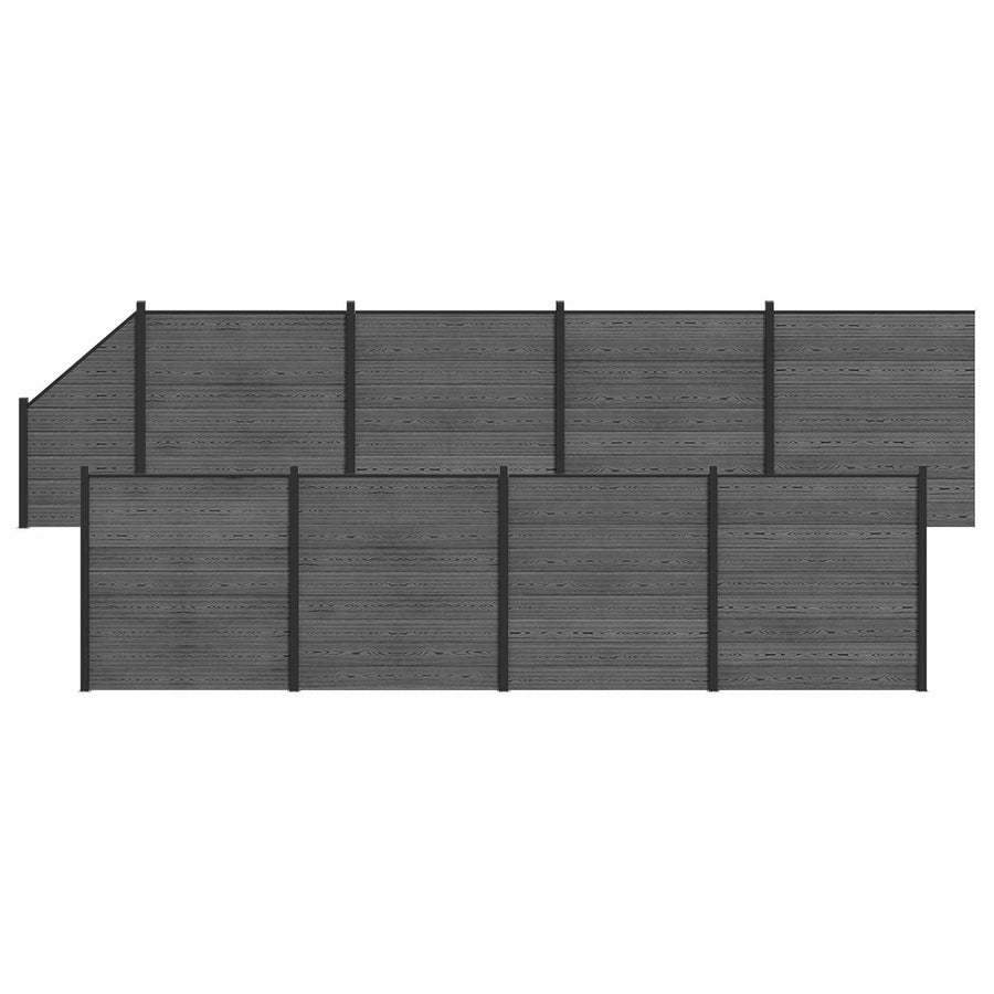 Hekpaneel 9 pcs WPC en Aluminium Grijs