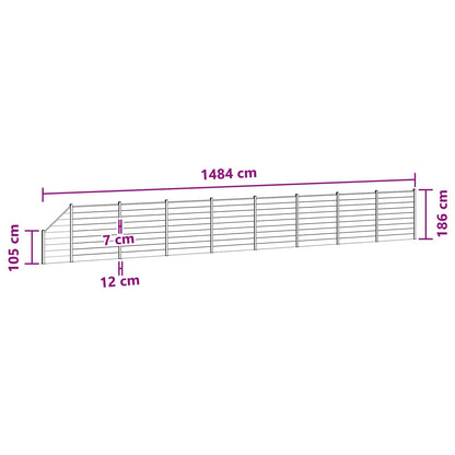 Hekpaneel 9 pcs WPC en Aluminium Grijs