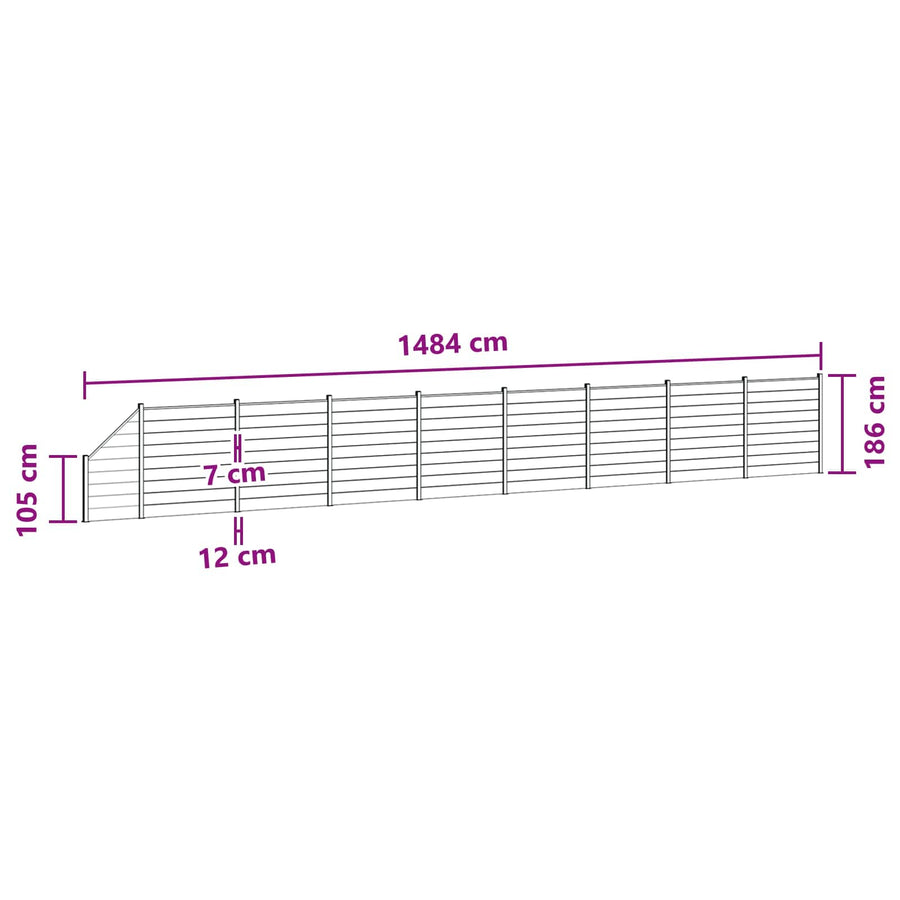 Hekpaneel 9 pcs WPC en Aluminium Grijs