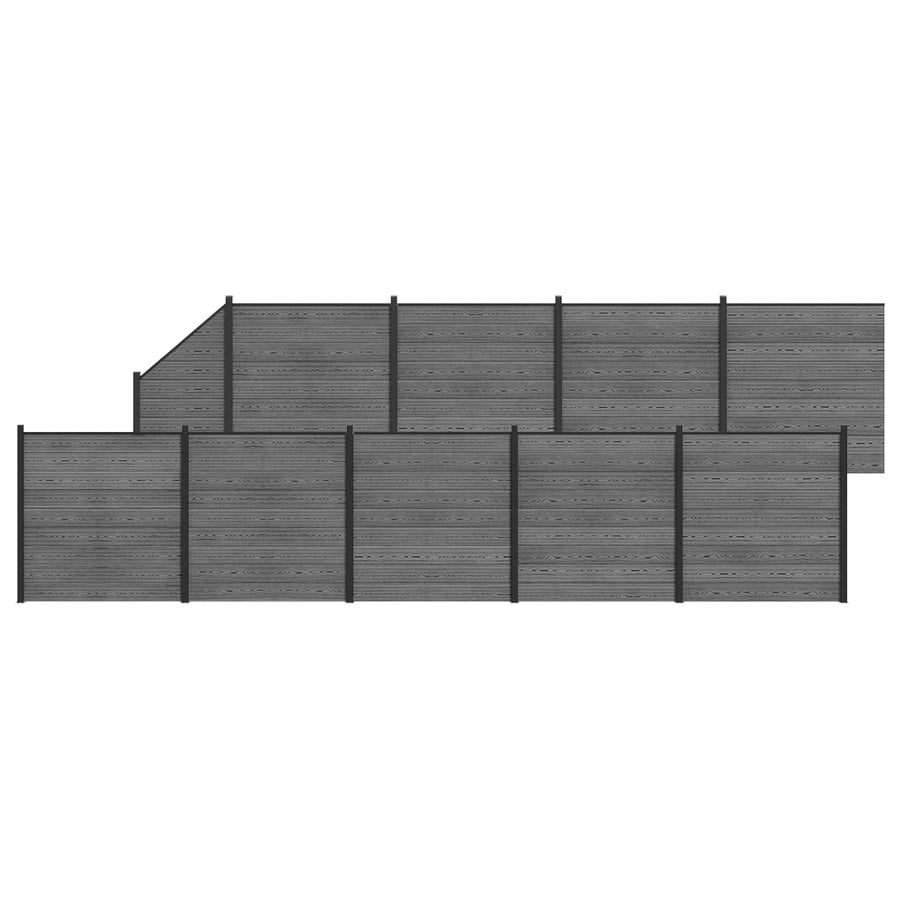 Hekpaneel 10 pcs WPC en Aluminium Grijs