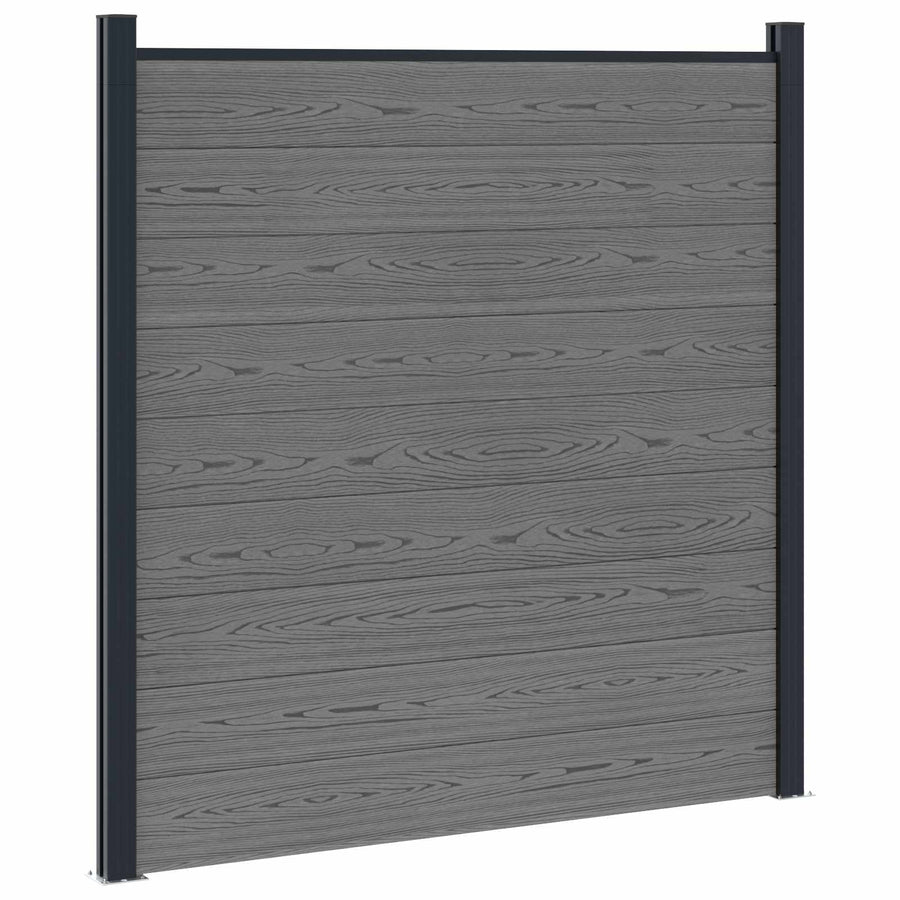 Hekpaneel 10 pcs WPC en Aluminium Grijs