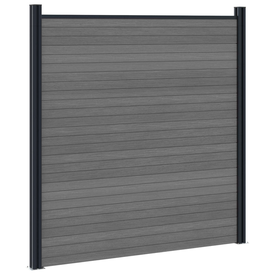 Hekpaneel 10 pcs WPC en Aluminium Grijs