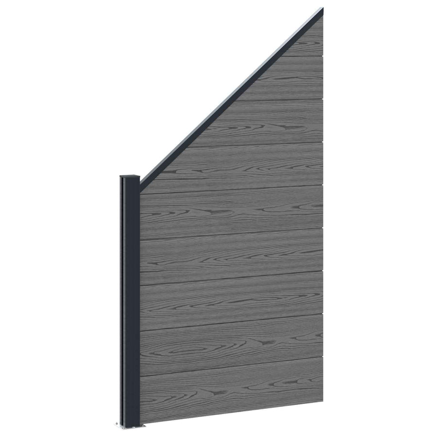 Hekpaneel 10 pcs WPC en Aluminium Grijs