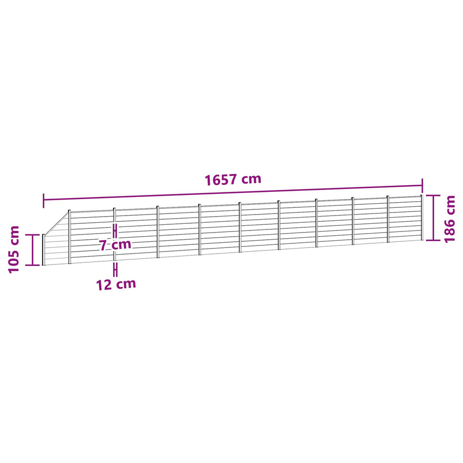 Hekpaneel 10 pcs WPC en Aluminium Grijs