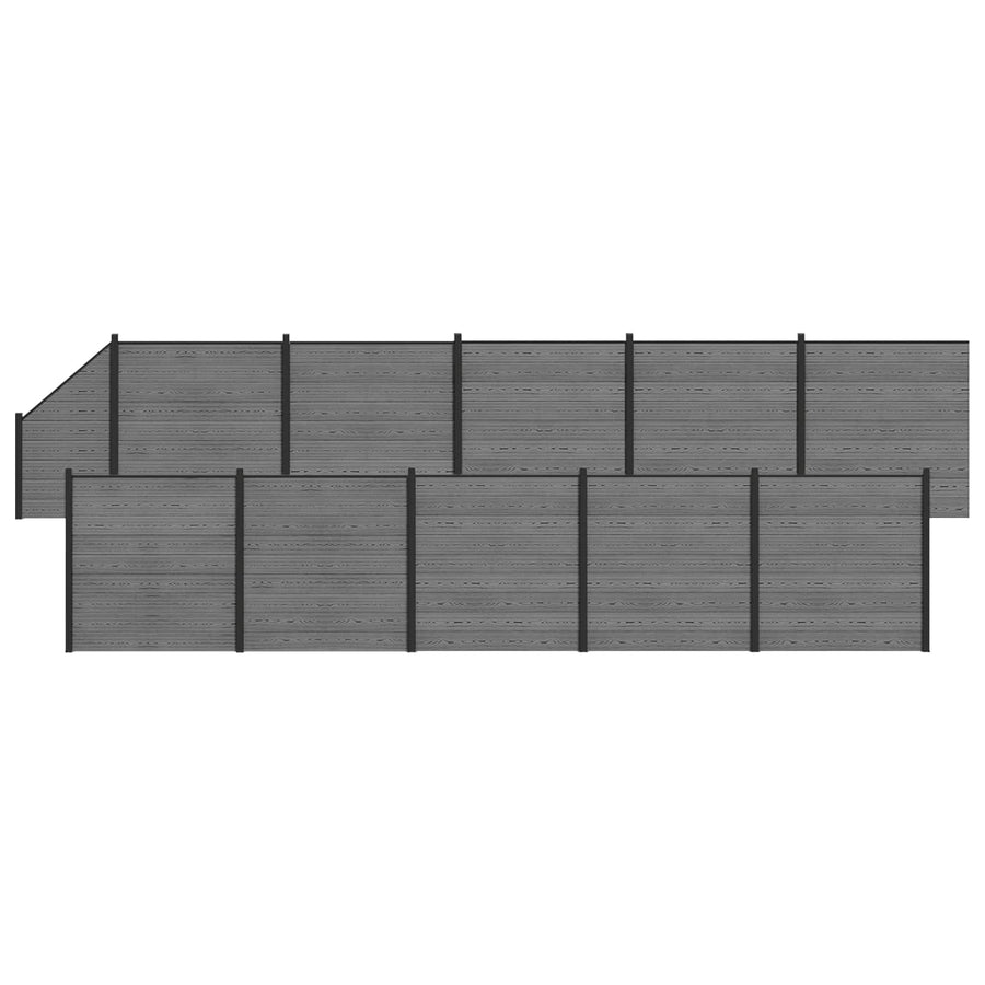 Hek set 1830 x 186 cm WPC en Aluminium Grijs