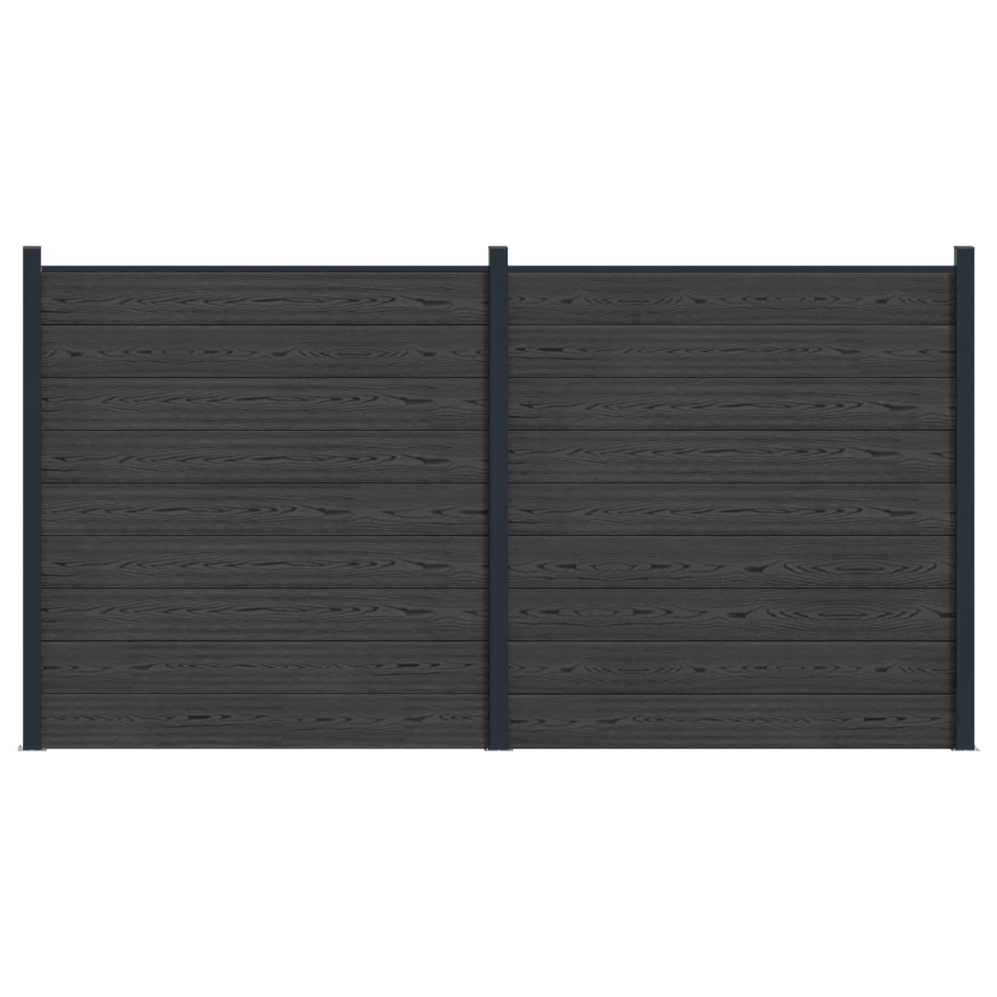 Hekpaneel 2 pcs WPC en Aluminium Zwart