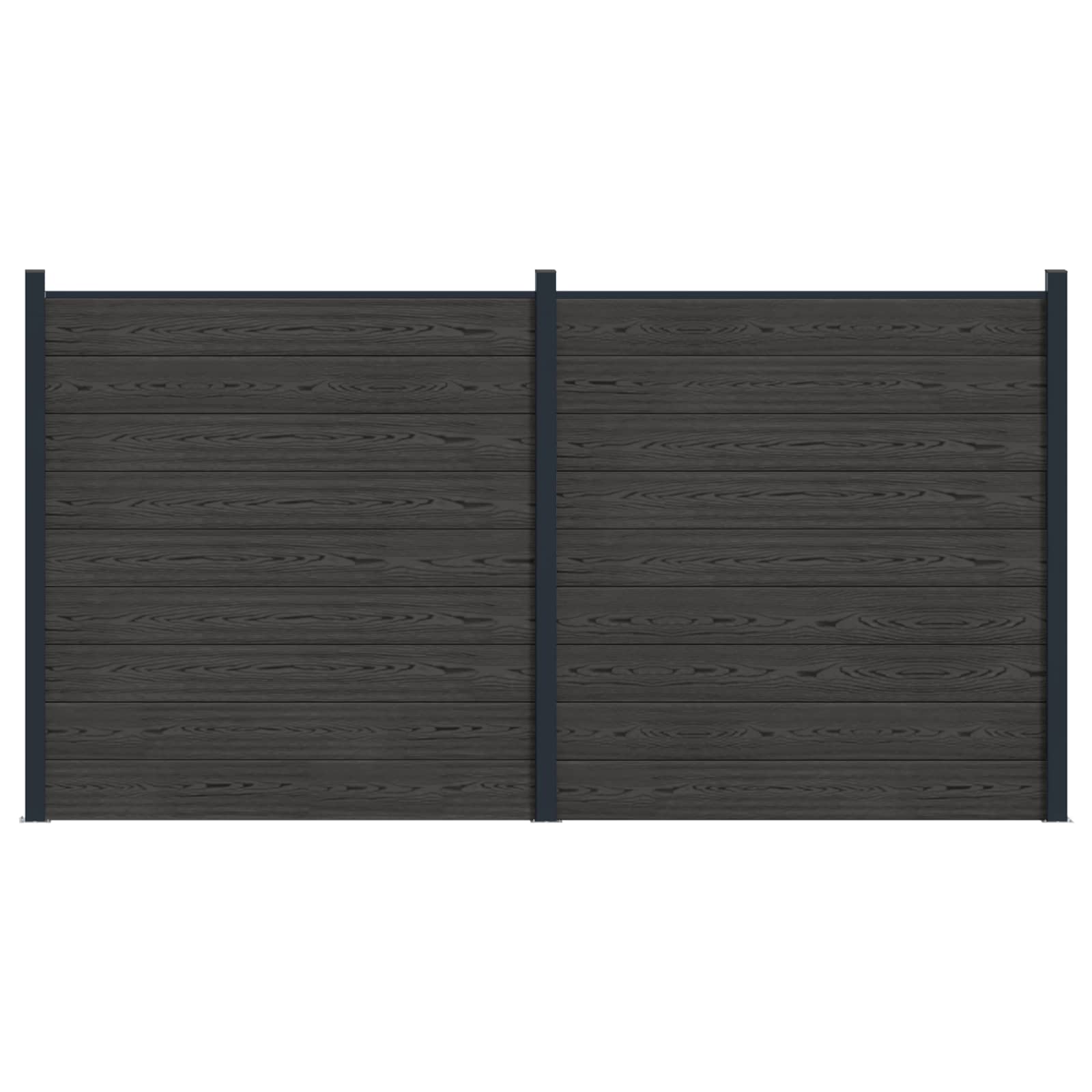 Hekpaneel 2 pcs WPC en Aluminium Zwart