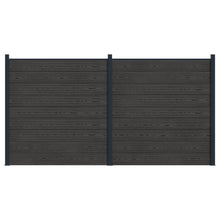 Hekpaneel 2 pcs WPC en Aluminium Zwart