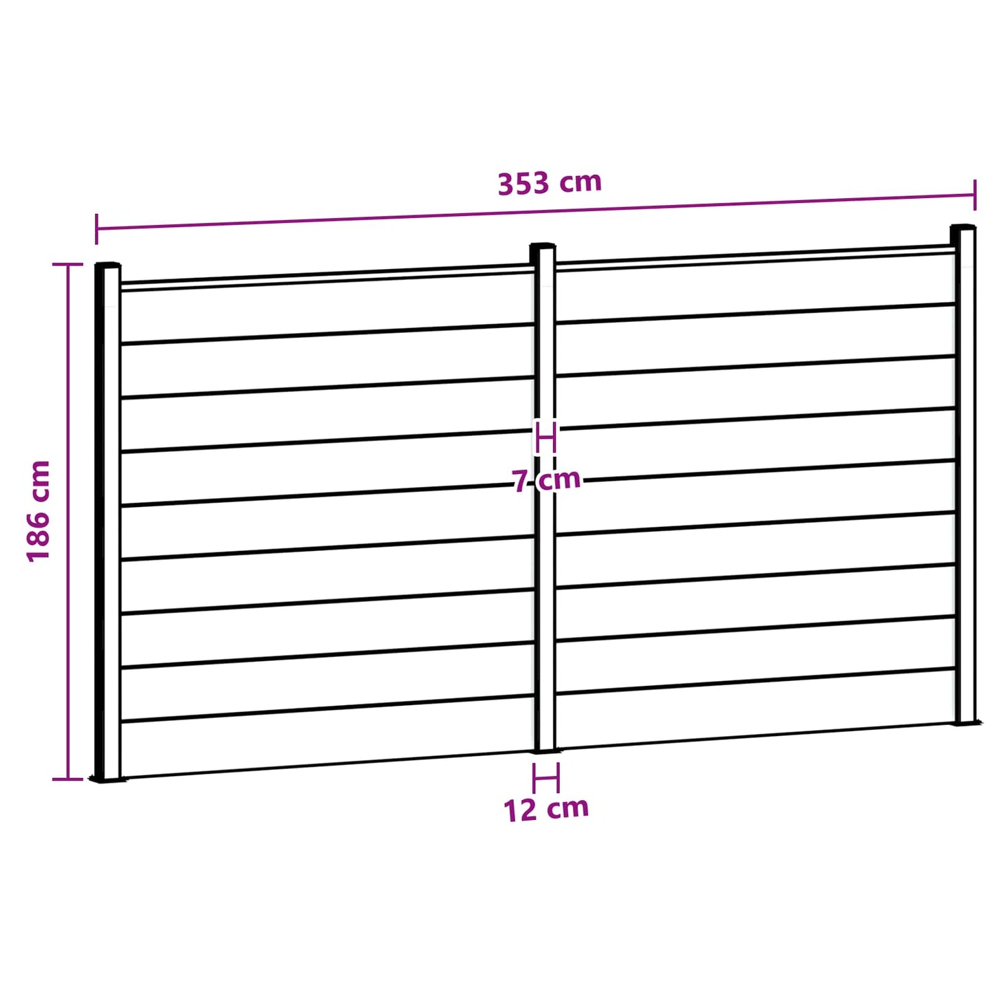 Hekpaneel 2 pcs WPC en Aluminium Zwart