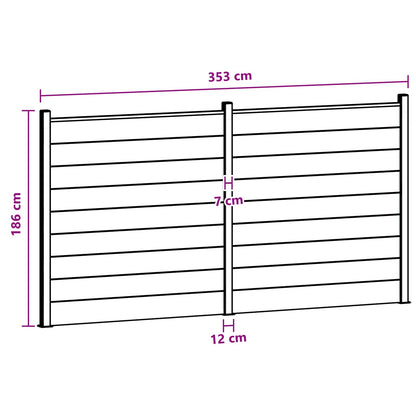 Hekpaneel 2 pcs WPC en Aluminium Zwart