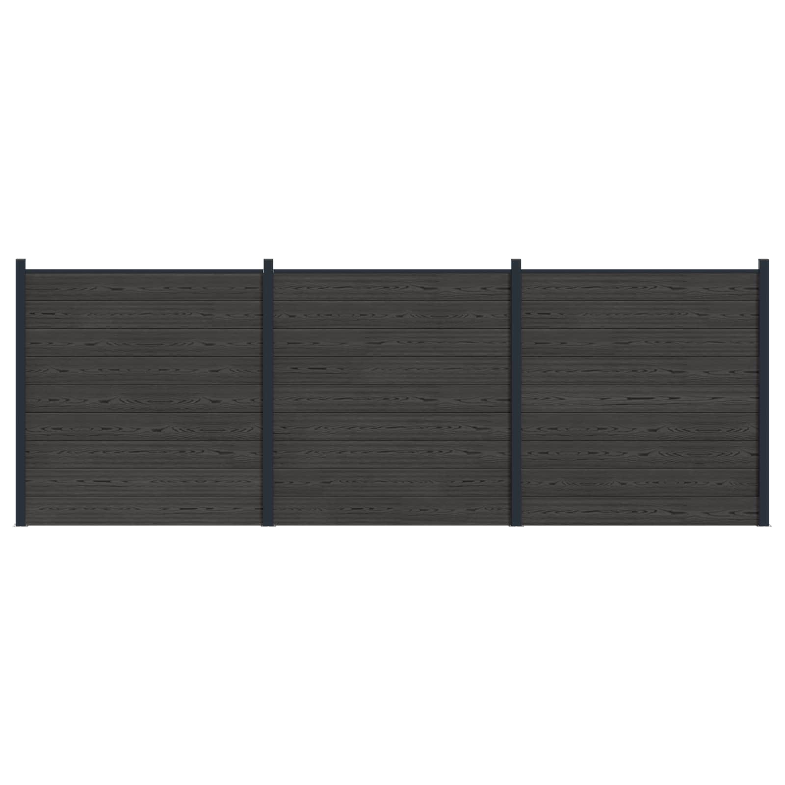 Hekpaneel 3 pcs WPC en Aluminium Zwart