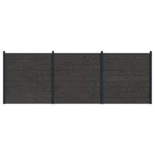 Hekpaneel 3 pcs WPC en Aluminium Zwart