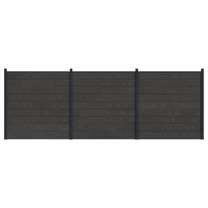 Hekpaneel 3 pcs WPC en Aluminium Zwart