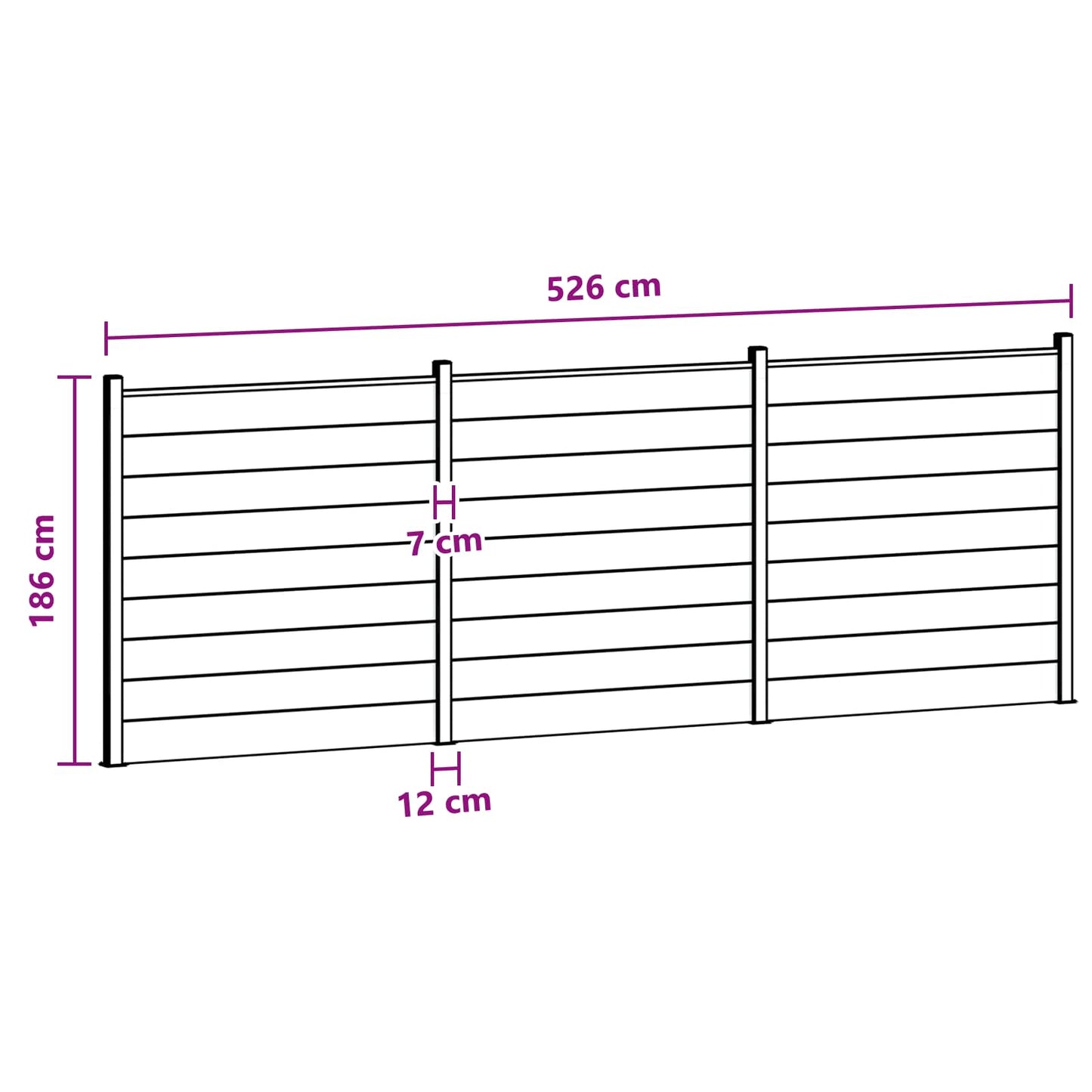 Hekpaneel 3 pcs WPC en Aluminium Zwart