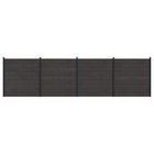 Hekpaneel set 4 stuks WPC aluminium zwart 699x186 cm