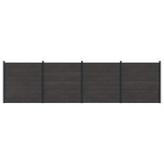 Hekpaneel set 4 stuks WPC aluminium zwart 699x186 cm