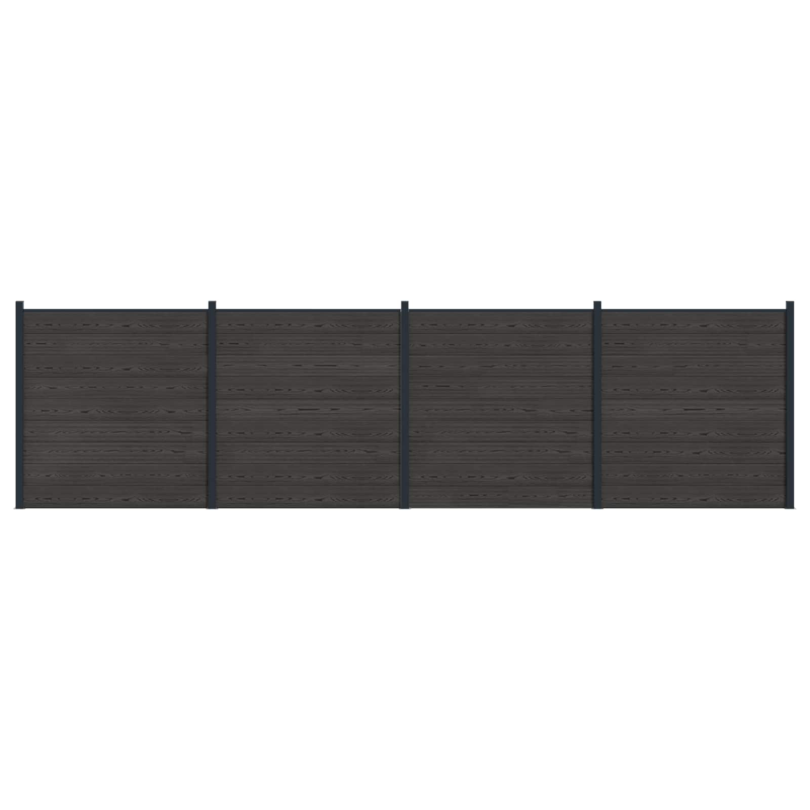 Hekpaneel 4 pcs WPC en Aluminium Zwart