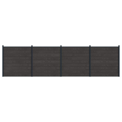 Hekpaneel 4 pcs WPC en Aluminium Zwart