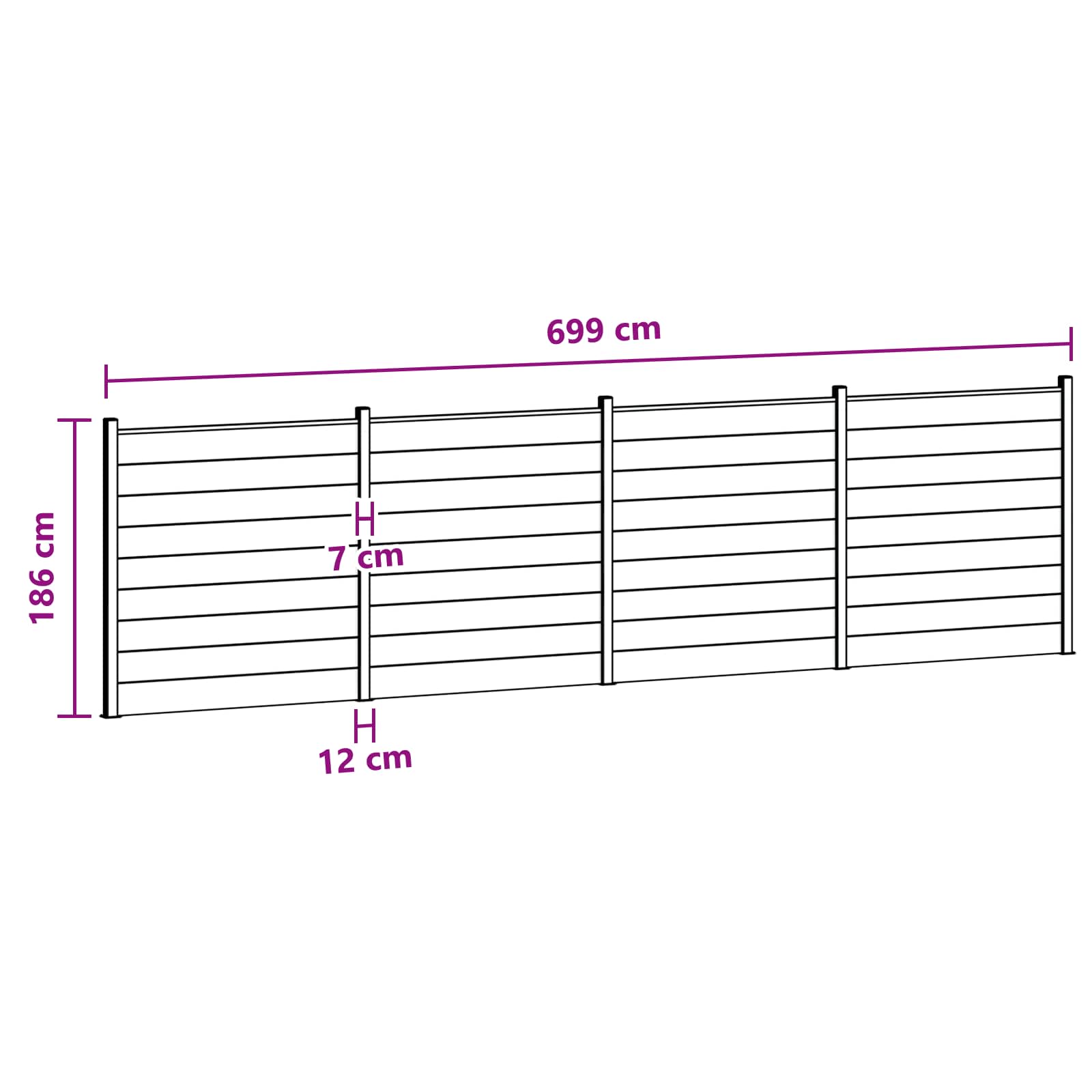 Hekpaneel 4 pcs WPC en Aluminium Zwart
