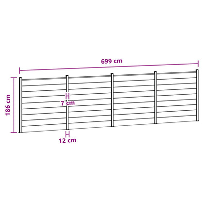 Hekpaneel 4 pcs WPC en Aluminium Zwart