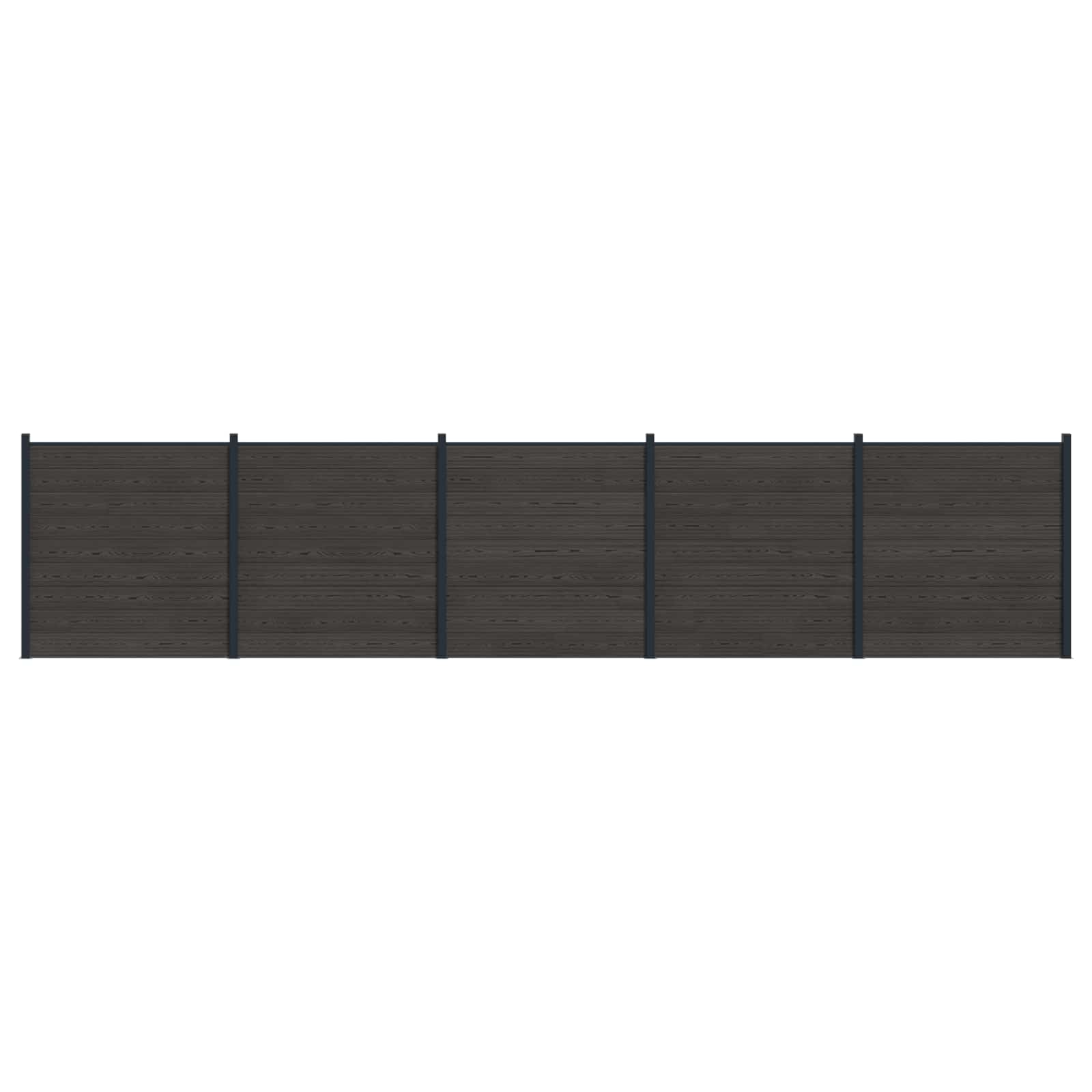 Hekpaneel 5 pcs WPC en Aluminium Zwart