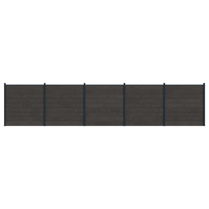 Hekpaneel 5 pcs WPC en Aluminium Zwart