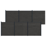 Hekpaneel set 6 stuks WPC aluminium zwart 1045x186 cm