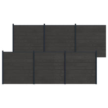 Hekpaneel 6 pcs WPC en Aluminium Zwart