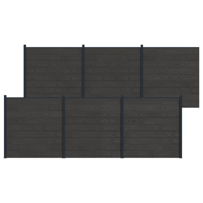 Hekpaneel 6 pcs WPC en Aluminium Zwart