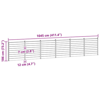 Hekpaneel 6 pcs WPC en Aluminium Zwart