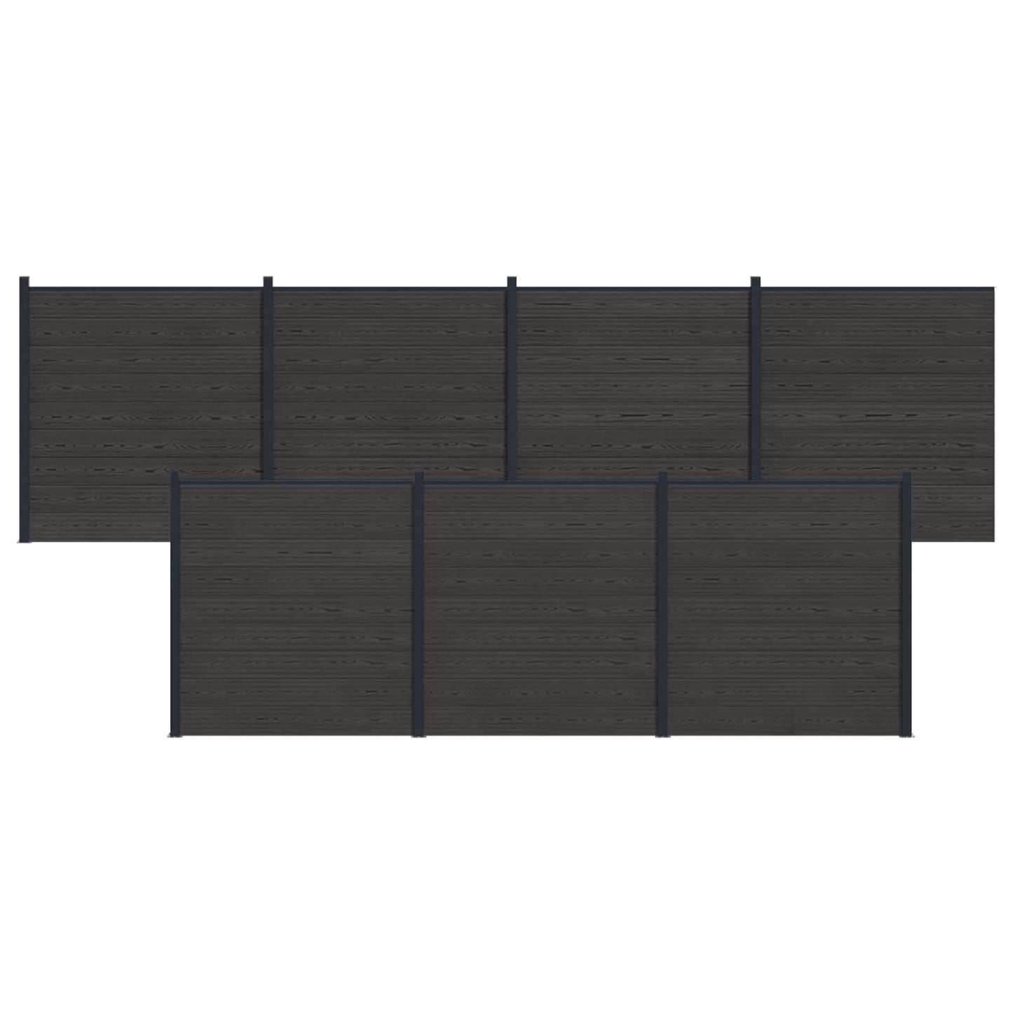 Hekpaneel 7 pcs WPC en Aluminium Zwart