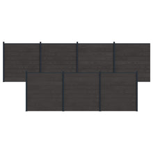 Hekpaneel 7 pcs WPC en Aluminium Zwart