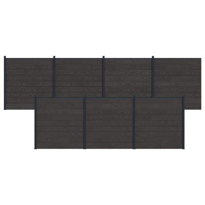 Hekpaneel 7 pcs WPC en Aluminium Zwart
