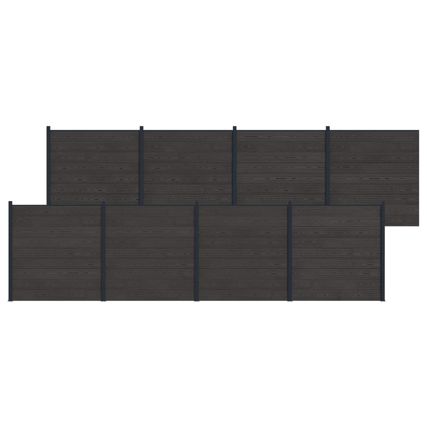 Hekpaneel 8 pcs WPC en Aluminium Zwart