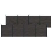 Hekpaneel set 8 stuks WPC aluminium zwart 186 cm hoog