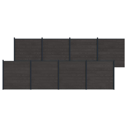 Hekpaneel 8 pcs WPC en Aluminium Zwart