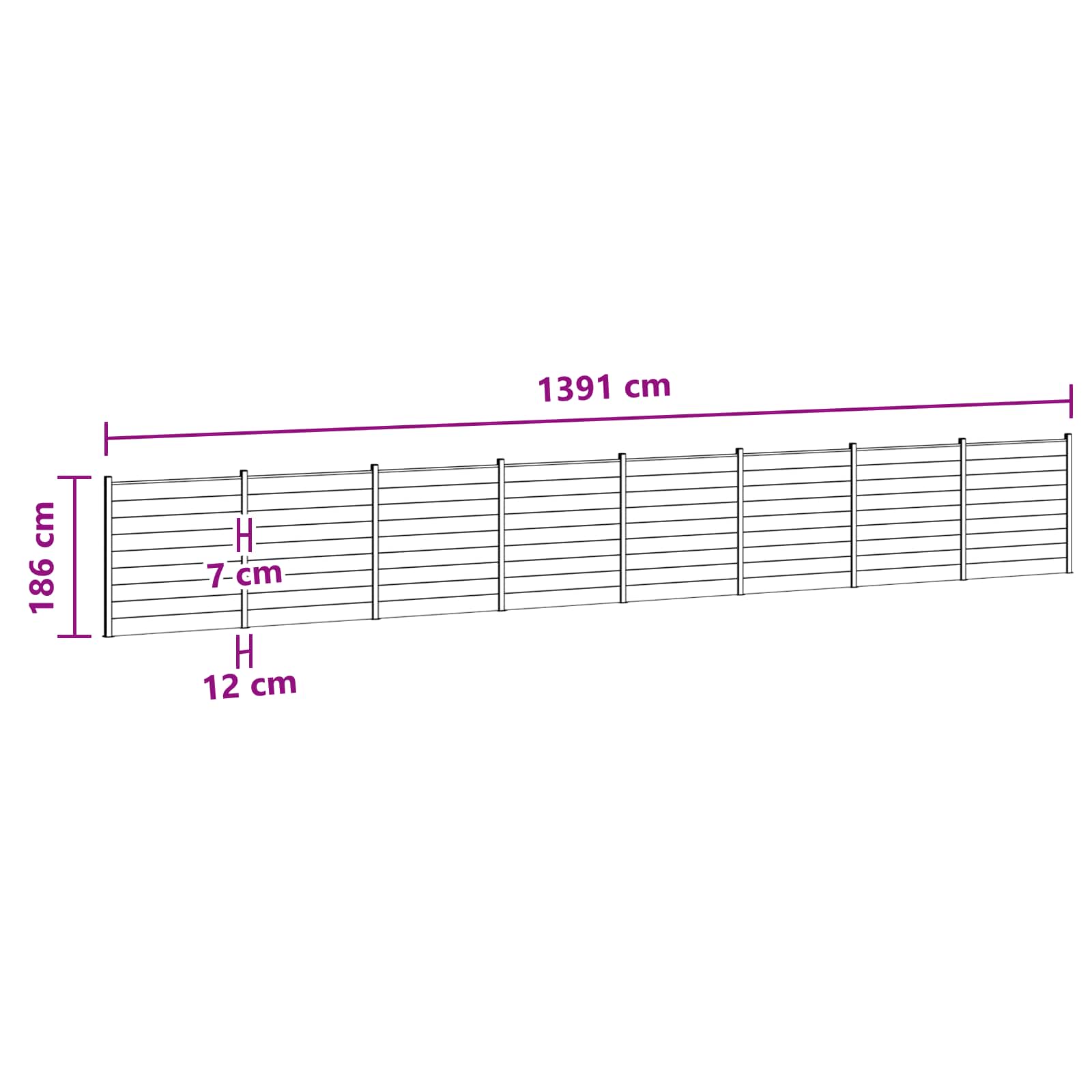 Hekpaneel 8 pcs WPC en Aluminium Zwart