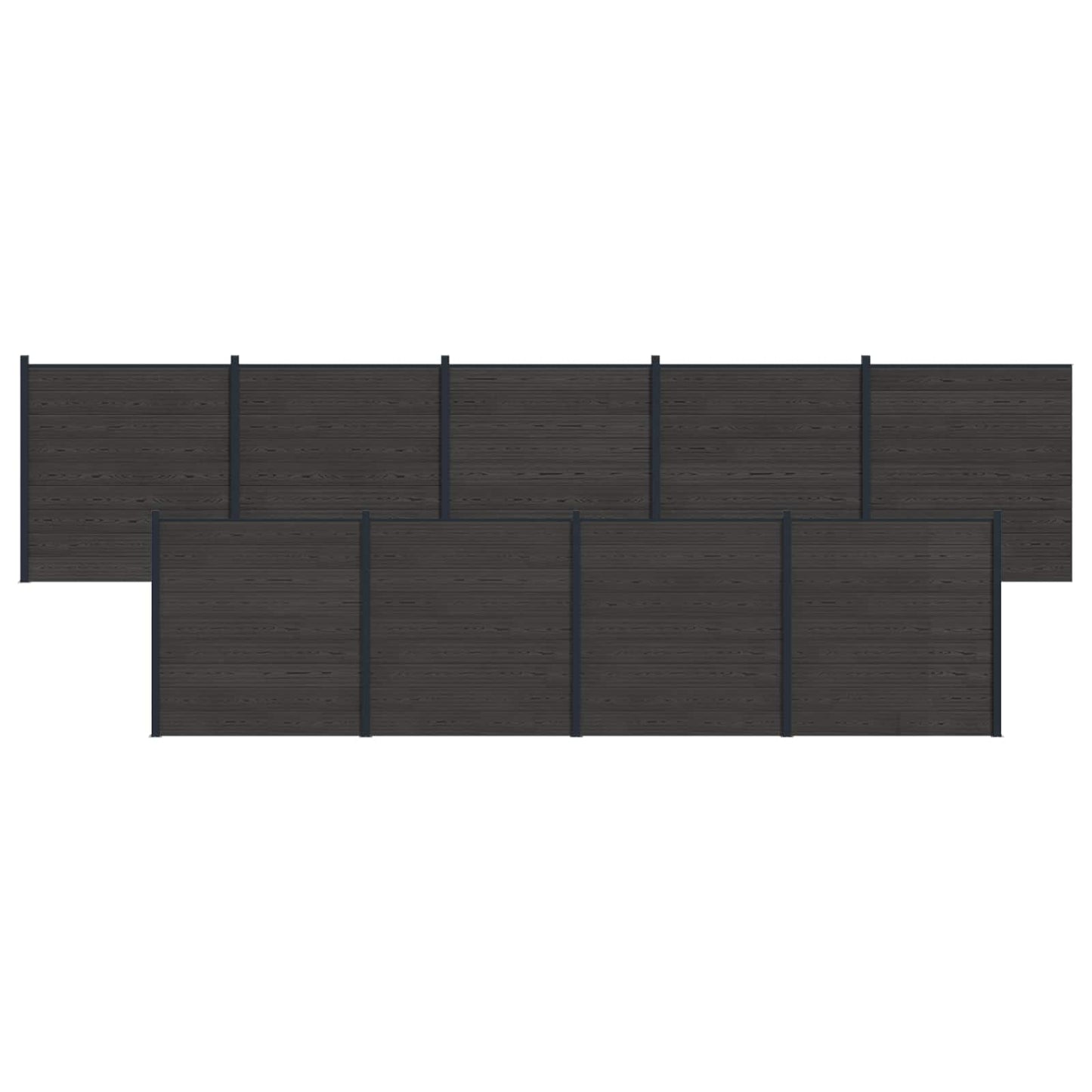 Hekpaneel 9 pcs WPC en Aluminium Zwart