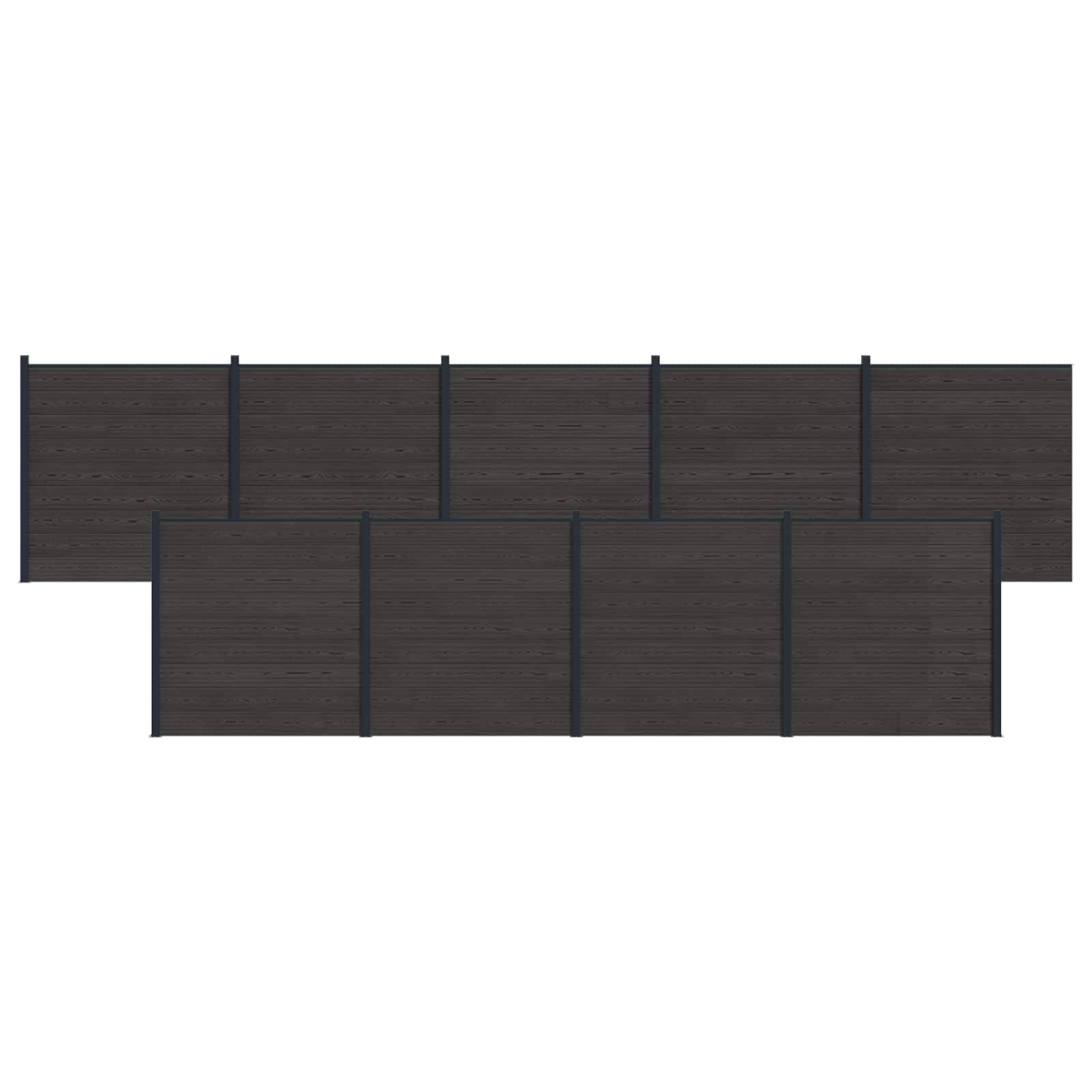 Hekpaneel 9 pcs WPC en Aluminium Zwart