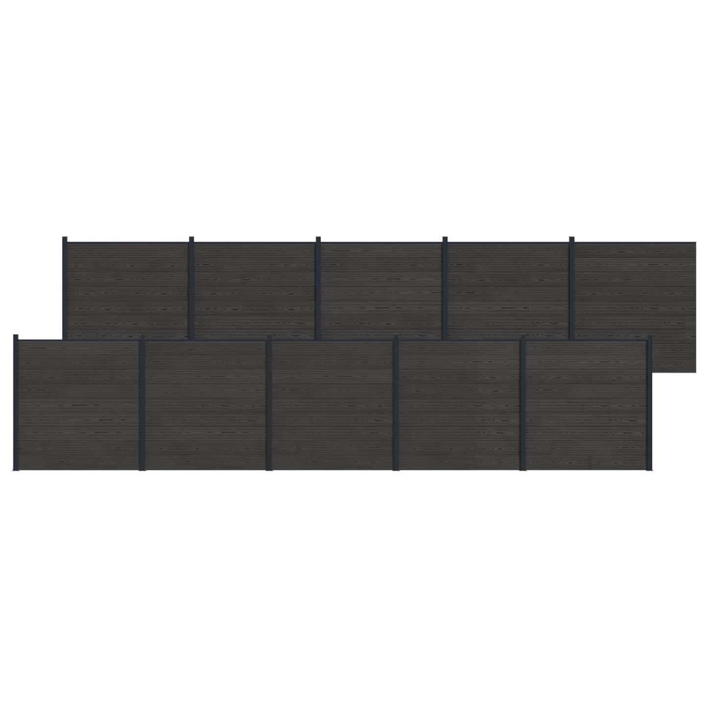 Hekpaneel 10 pcs WPC en Aluminium Zwart