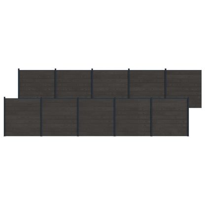 Hekpaneel 10 pcs WPC en Aluminium Zwart