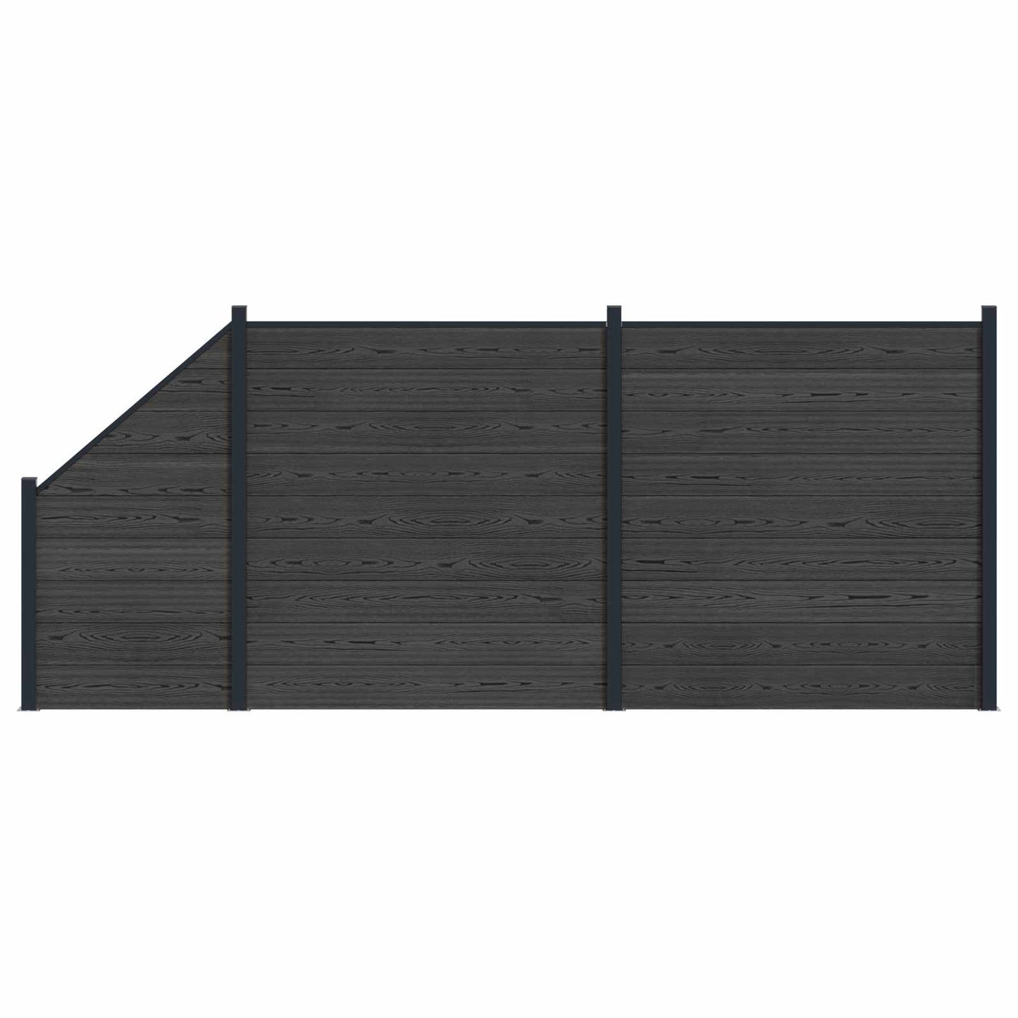 Hekpaneel 3 pcs WPC en Aluminium Zwart