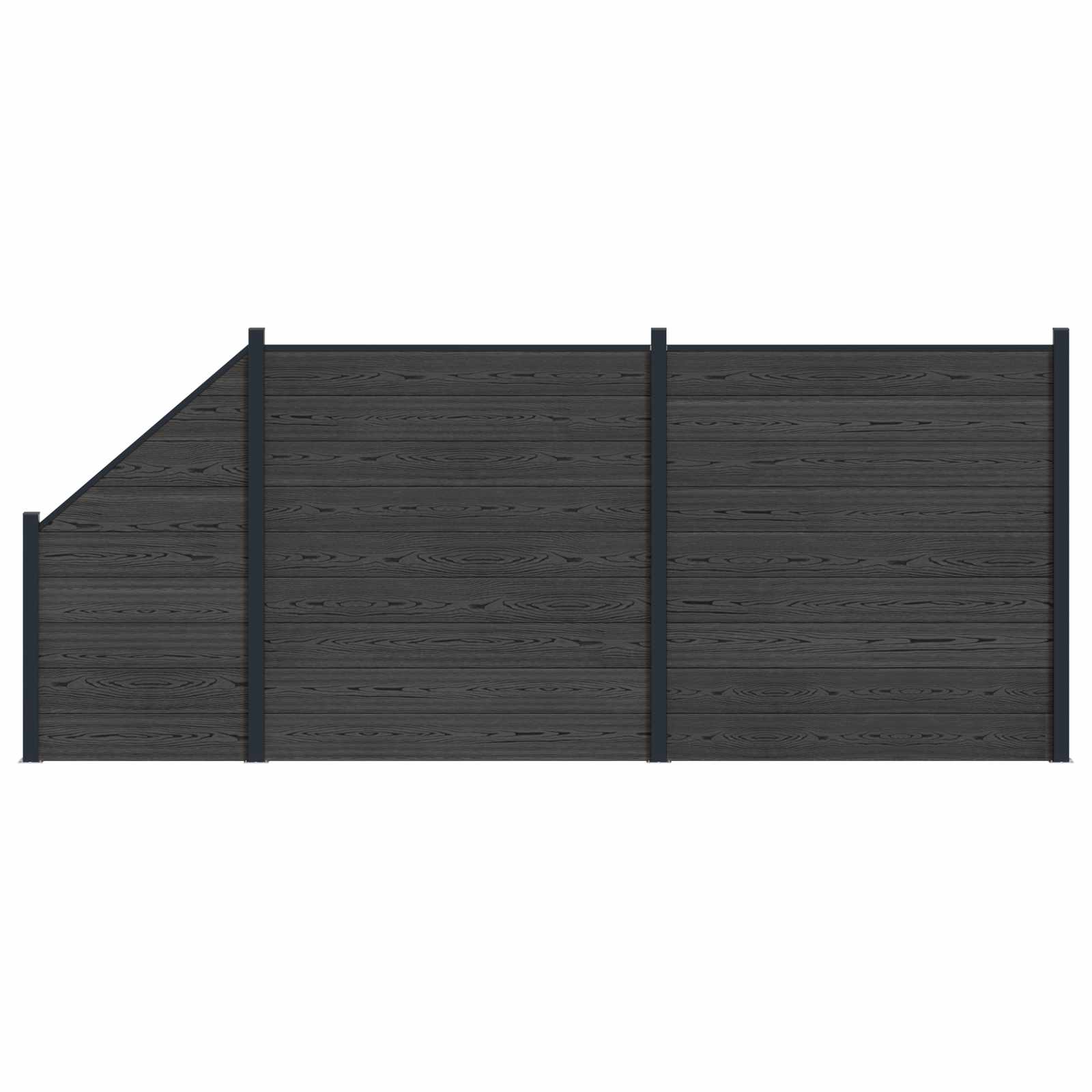 Hekpaneel 3 pcs WPC en Aluminium Zwart