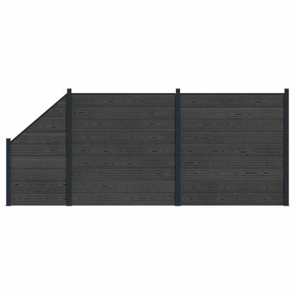 Hekpaneel 3 pcs WPC en Aluminium Zwart