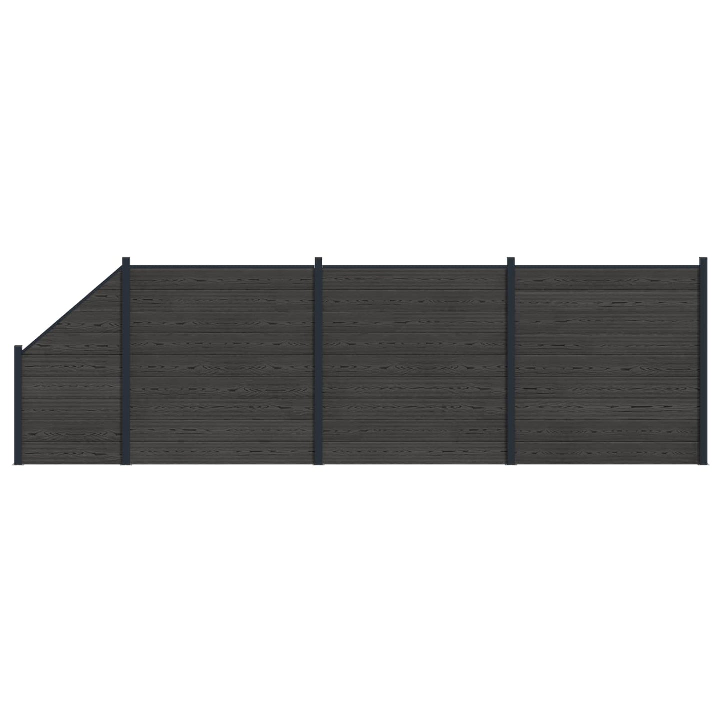 Hekpaneel 4 pcs WPC en Aluminium Zwart