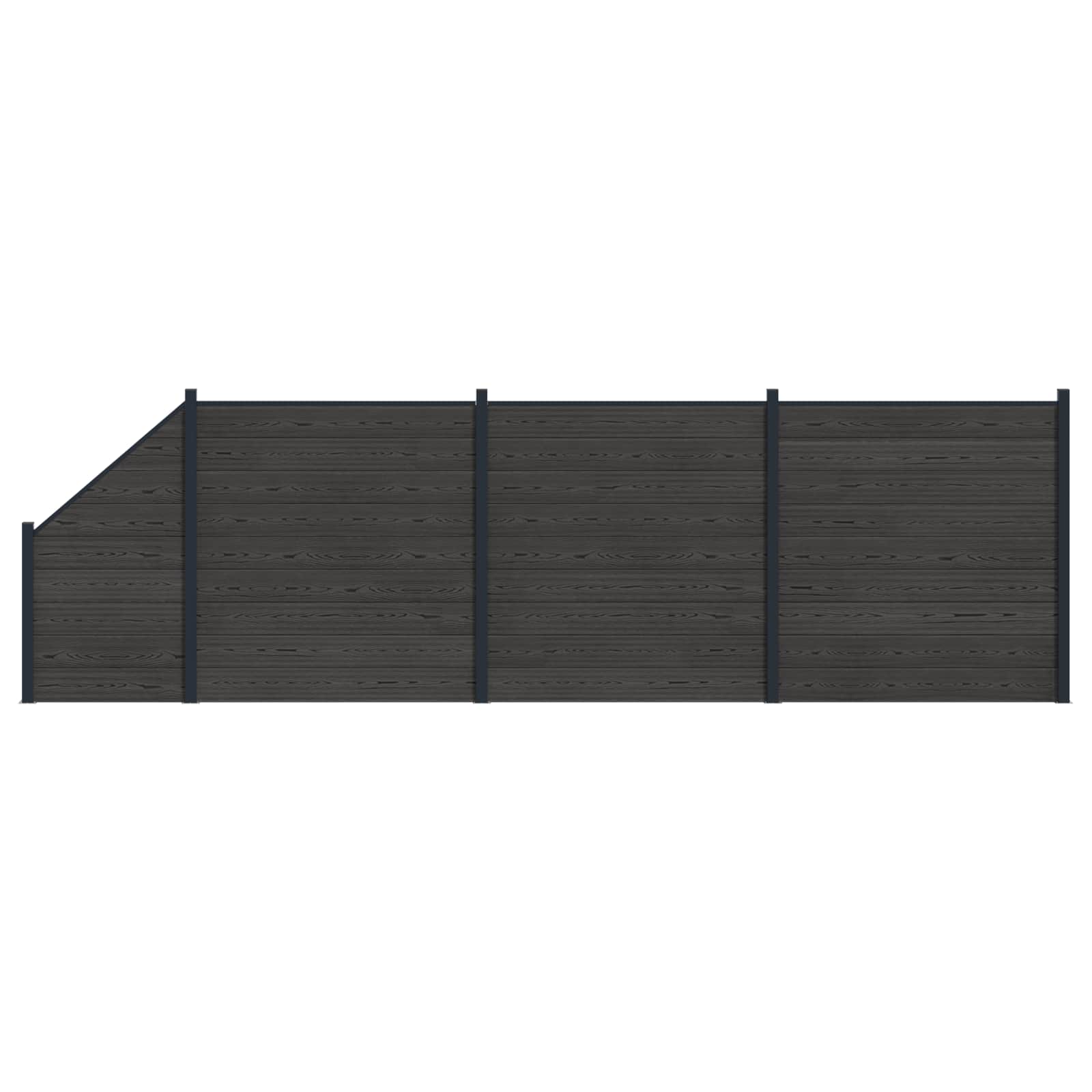 Hekpaneel 4 pcs WPC en Aluminium Zwart