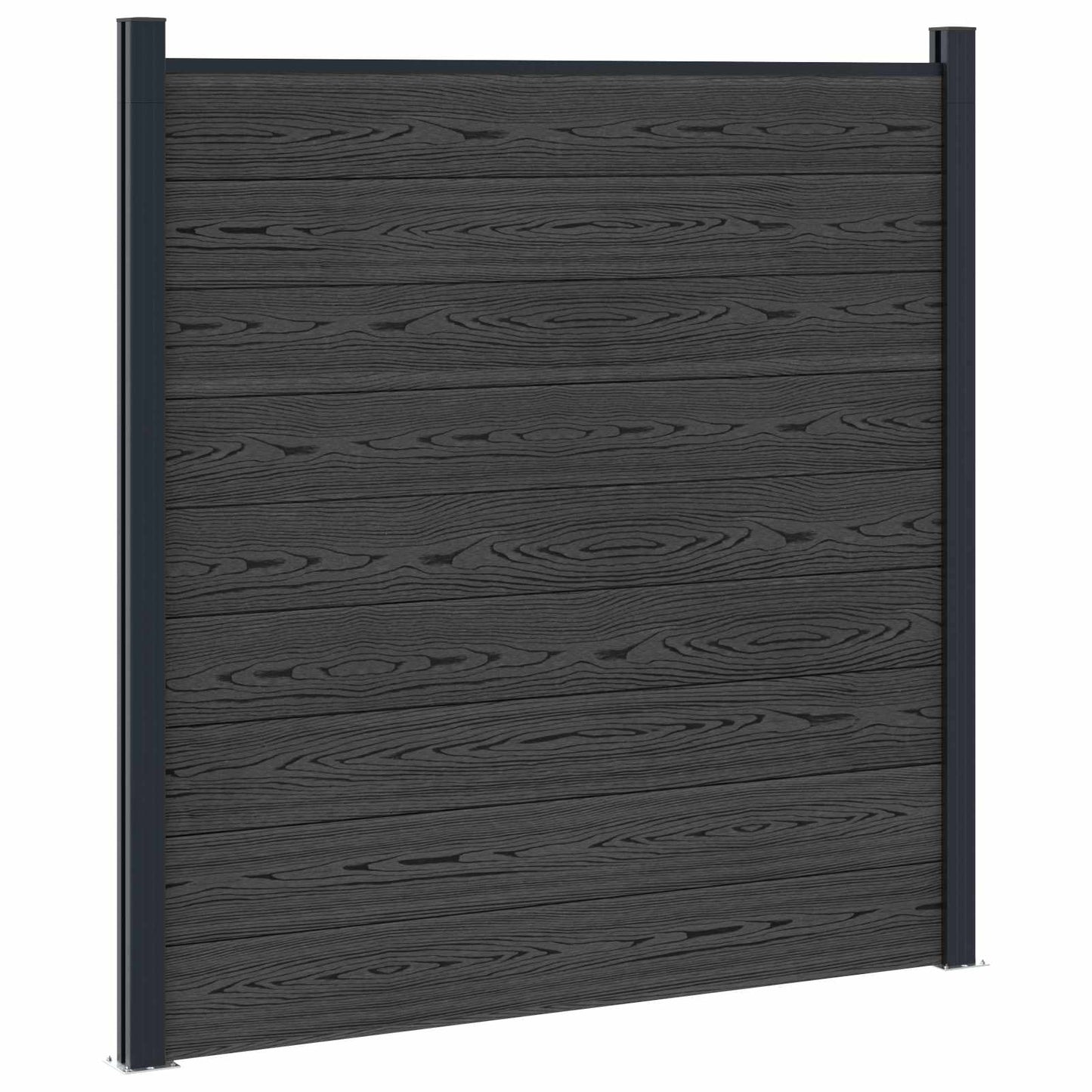 Hekpaneel 4 pcs WPC en Aluminium Zwart