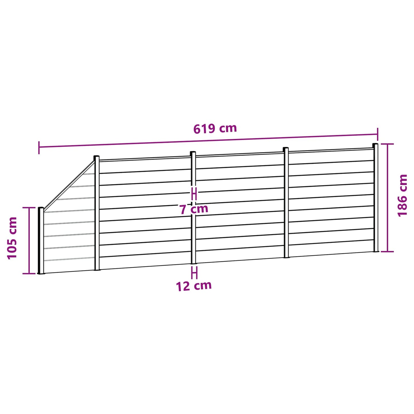Hekpaneel 4 pcs WPC en Aluminium Zwart